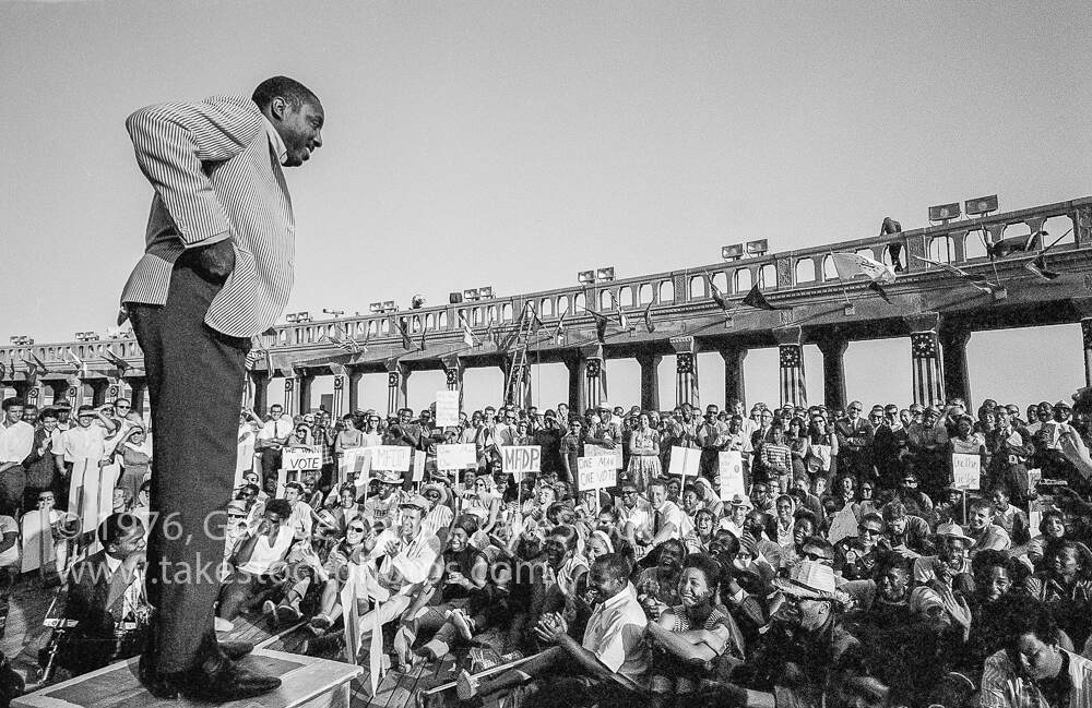 A photograph of Dick Gregory at the Democratic National Convention in Atlantic City, 1964, George Ballis, Take Stock