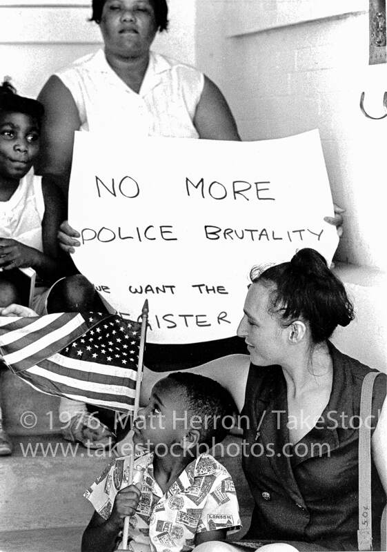 Mrs. Aylene Quin and her children try to see Mississippi Governor Paul Johnson to protest seating of five white congressman, June 17, 1965, Matt Herron, Take Stock